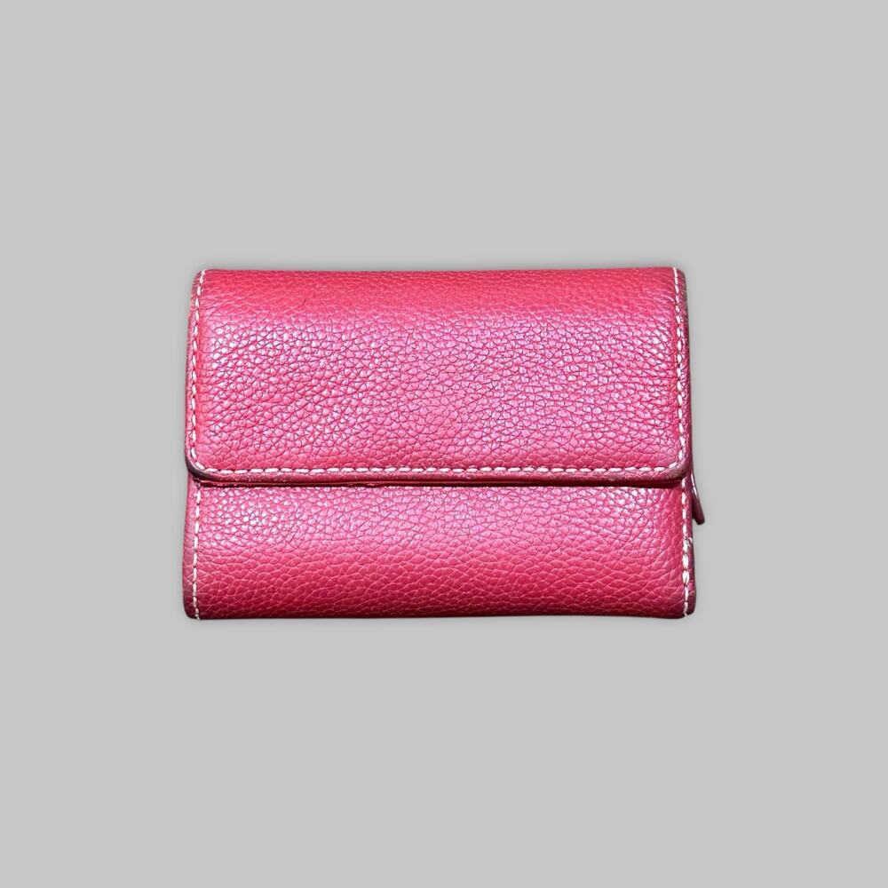 Genuine Red Leather Trifold Wallet – Women’s